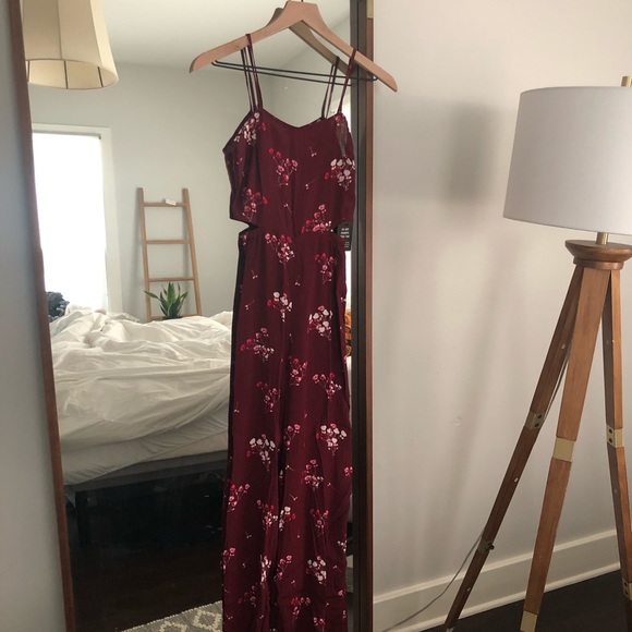 NWT Express Floral Cut-Out Wide Leg Jumpsuit - Picture 4 of 6